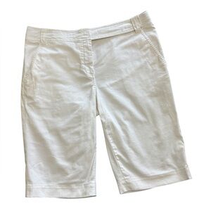 Tory Burch White Cotton Bermuda Shorts Sz 8  Stretch Classic Preppy Golf